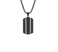 ZIAFRPN Collier pour Hommes Noir DogTag Pendentif Collier avec Deux Lignes Blanches, Colliers pendentifs rectangulaires décontractés, Mode de Bijoux pour Hommes