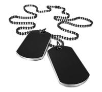 ZIAFRPN Collier pour Hommes Pendentif Collier Pendentif Noir Armée Style Nom Double Dog Tag Plaque Biker Chaîne Collier Mode