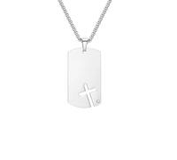 ZIAFRPN Collier pour Hommes Side Cross Dog Tag Colliers pour Hommes, Collier Pendentif étanche avec Cubic IA, boîte de chaîne 70cm Mode