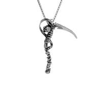ZIAFRPN Collier Rétro Gothique Grim Faucheur Faux Pendentif Enfer Mort Démon Crâne Fantôme Collier pour Hommes Biker Punk Rock Party Bijoux Mode