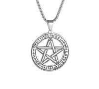 ZIAFRPN Collier Rune Sorcellerie Pentagramme Pendentif Collier pour Hommes Personnalisé Juif Punk Bijoux Mode Cadeau