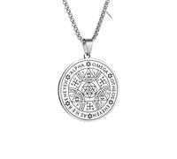 ZIAFRPN Collier Sept s Sceau Médaille Pendentif Collier pour Hommes Etoile de David Six Branches Étoile Bijoux Juif Mode