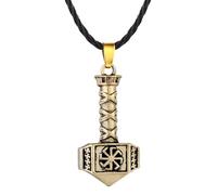 ZIAFRPN Collier Slave Marteau de Kolovrat Pendentif Colliers pour Hommes Femmes mythologie Bijoux amyotrophe Corde Noire chaînes Talisman Cadeau