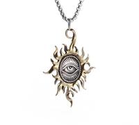 ZIAFRPN Collier Vintage Tout Voir Oeil du Soleil Dieu Pendentif Collier pour Hommes Femmes Amulette Rock Party Mode Bijoux Cadeau Mode