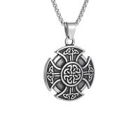 ZIAFRPN Collier Vintage Viking Celtique Noeud Triquetra Croix Bouclier Pendentif Collier pour Hommes Femmes Trinité Irlandaise Amulette Bijoux Mode
