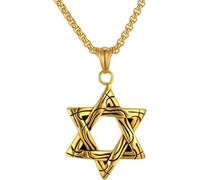 ZIAFRPN Colliers pour Hommes Collier amitié Magen Etoile De David Israël Colliers Pendentifs Femmes Or Couleur Argent Juif Ras de Cou Hommes Bijoux