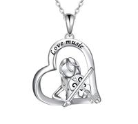 ZIAFRPN Colliers pour Hommes Collier de l’amitié 1pc Tendance Amour Musique Violon Pendentif en Forme De Coeur CollierCollier Élégant pour La Musique Fête Cadeaux Bijoux