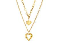 ZIAFRPN Colliers pour Hommes Collier de l’amitié Double Couche O Chaîne Creux Amour Coeur Necklcaes pour Femmes Mode Hip Hop Exagéré Chaîne Cubaine Ras de Cou Collier Bijoux de fête