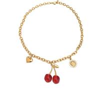 ZIAFRPN Colliers pour Hommes Collier de l’amitié Émail Sweet Cherry Drop Collier Chaîne Mode Imperméable à l’Eau Couleur PVD Bijoux plaqués PVD