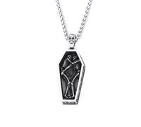 ZIAFRPN Colliers pour Hommes Collier de l’amitié Gothique Vintage Double Crâne Cercueil Pendentif Collier pour Hommes Punk Vampire Squelette Colliers Biker Bijoux Cadeaux