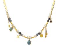 ZIAFRPN Colliers pour Hommes Collier de l’amitié Mix and Match Matériau géométrique Pierre Naturelle Perle d’Eau Douce Collier Pendentif pour Femmes Épissage Industrie Lourde à créer