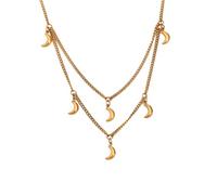 ZIAFRPN Colliers pour Hommes Collier de l’amitié Très Mince Petite Lune Chaîne Chic Collier PVD Plaqué Coréen Exquis Bijoux Cadeau