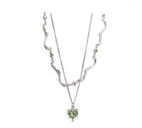 ZIAFRPN Colliers pour Hommes Collier de l’amitié Y2K Collier Pendentif en Cristal Vert Collier Pendentif Femmes Sweet Cool Girl Punk Clavicule Chaîne Mode Esthétique Collier Bijoux Cadeau 2024