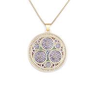 ZIAFRPN Combinaison Ronde Zircon Incrustation Design plaqué Or breloque Style bohème Tag Collier Bricolage Bijoux Artisanat Cadeau de fête