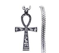 ZIAFRPN Croix Ankh Égyptienne Clé De Vie Colliers pour Femmes/Hommes Acier Inoxydable Mythologie Chaîne Collier Bijoux Homme N3456S02