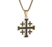 ZIAFRPN Croix de Jérusalem Croix Collier Pendentif Femmes Hommes Médiéval Déclaration Bijoux Cadeau