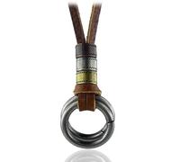 ZIAFRPN Design Long Véritable Marron Cuir Vintage Double Cercles Hommes Pendentif Collier Femmes Hommes Mâle Femme Bijoux