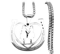 ZIAFRPN Dieu béni la Route brisée Qui m’a permis de Vous Directement Faire des fers à Cheval Collier en Acier Inoxydable Coeur Couple Bijoux NZZZ542