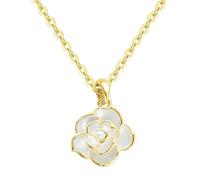 ZIAFRPN Doux romantique élégant émail blanc Camélia fleur pendentif collier pour femmes bijoux tendance léger luxe présent