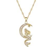 ZIAFRPN Doux Romantique Lune sirène Colliers pendentifs pour Amis Enfants Bijoux en Acier Inoxydable Accessoires Cadeaux pour l’Amoureux