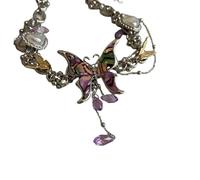 ZIAFRPN Éblouissant Papillon Pompon Collier Punk exagéré Luxe Ras de Cou dîner dîner Bijoux élégants pour Femmes Unisexe