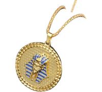 ZIAFRPN Égypte Ancienne Pharaon Toutankhamon Masque plaqué Or Médaille en métal Pendentif Collier pour Hommes Rock Punk Party Jewelry
