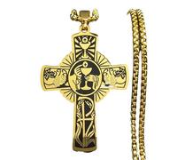 ZIAFRPN Eucharistie Halo Jus de Raisin Croix pendentifs Hommes et Femmes en Acier Inoxydable Collier Prière Talisman Bijoux