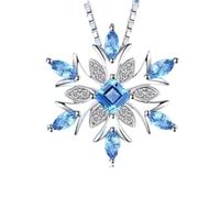 ZIAFRPN Exquis À La Mode Revenu Bleu Flocon De Neige Bijoux Dame Collier Père Noël Flocon De Neige Lucky Gardien Pendentif Halloween De Bon augure