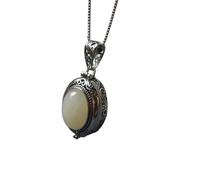 ZIAFRPN Exquis Jade blanc Gawu boîte pendentif ouvrable cuivre miroir boîte sachet collier adapté pour les femmes mode soirée bijoux félicitations cadeaux