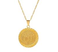 ZIAFRPN Exquis Mode Rond Tag Allah Musulman Pendentif Collier Unisexe Casual Bijoux Cadeau