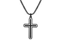 ZIAFRPN -Fin du Collier Croix en ébène, Collier Pendentif en Acier Inoxydable en Bois Naturel, Cadeau pour Le Petit ami du père et du Fils
