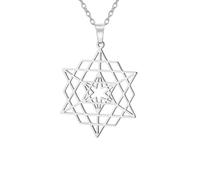 ZIAFRPN Géométrie sacrée Merkaba Collier étoile tétraèdre hexagone Graine de Vie Pendentif Bijoux spirituels