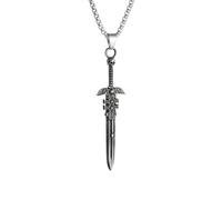 ZIAFRPN Gothique rétro crâne tête fantôme Ange Sainte épée Pendentif Collier adapté aux Bijoux Punk personnalisés pour Hommes