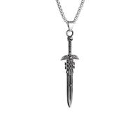 ZIAFRPN Gothique Rétro Crâne Tête Fantôme Ange Sainte Épée Pendentif Collier Adapté pour Hommes Personnalisé Punk Bijoux félicitations cadeaux