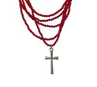ZIAFRPN Gothique Rouge Sang Goutte rocaille Perles Collier Ras de Cou pour Femmes Vintage Croix Pendentif Collier Halloween Cou Bijoux