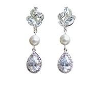 ZIAFRPN Gracieuses Femmes Longues Boucles d’Oreilles Pendantes avec Perle simulée Brillante Boucles d’Oreilles de Mariage de mariée élégantes Bijoux à la Mode