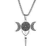 ZIAFRPN Grec Antique Triple Lune Déesse Guérison Collier Celtique Coucher de Soleil Lune Pendentif Lucky Amulette Bijoux félicitations Cadeaux
