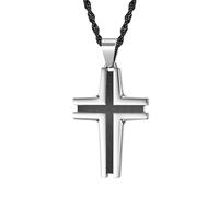 ZIAFRPN Grille de Produits Double Couleur Croix Collier Pendentifs en Acier Inoxydable pour Hommes Bijoux De Fête