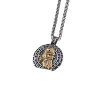 ZIAFRPN Guerrier de Style Nordique avec 24 Runes Collier Pendentif en Acier Inoxydable avec boîte comme Cadeau