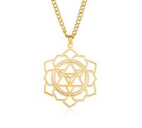 ZIAFRPN Hexagramme Merkaba étoiles Pendentif Colliers Fleur de Vie Yoga Symbole Mystique juif Collier Protection Kabbale Bijoux