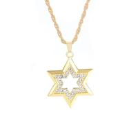 ZIAFRPN Hip Hop Glace Cristal Etoile de David Hexagramme Pendentif Collier pour Hommes Amulette Tendance Bijoux Juif Israélien Cadeau Félicitations Cadeaux
