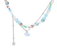 ZIAFRPN Hip Pop Acrylique Perles Collier 2023 Collier Ras de Cou De Perle Ronde Colorée pour Femmes Fille Plage Bijoux Bohème