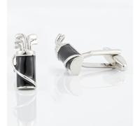 ZIAFRPN Hokech Noir Peint Balle de Golf Boutons de Manchette pour Chemise française pour Hommes