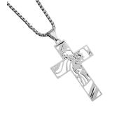 ZIAFRPN Holic Jésus Croix Pendentif Collier pour Hommes Femmes Vintage Chrétien Prière Bijoux félicitations Cadeaux