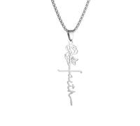 ZIAFRPN Hollow Rose Eternal Love Croix Pendentif Collier Convient pour Les Hommes et Les Femmes Bijoux d’Anniversaire Cadeaux de félicitations
