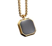 ZIAFRPN Hommes Classique Noir Carré Pierre Naturelle Collier Géométrique Polygone Pendentif Mode Casual Punk Bijoux Cadeau félicitations cadeaux