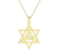 ZIAFRPN Juif étoile de David Pendentif Collier pour Femmes Filles mysticisme géométrique Merkaba étoile breloque Collier chaîne de Cou