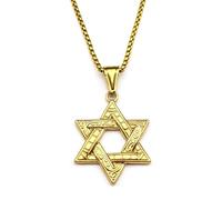 ZIAFRPN Juif Star David Collier pour Hommes Femmes Acier Inoxydable Or Argent Couleur Israël hexagramme Collier amulette Bijoux Cadeau