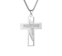 ZIAFRPN Lettres gravées Croix Pendentif Collier Hommes Femmes Catholique Foi Prière Bijoux