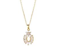ZIAFRPN Lumière Luxe Cristal Plaqué Géométrie Fleur Pendentif Femmes Colliers Couleur Élégant Bijoux De Mariage